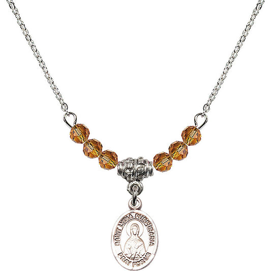 Sterling Silver Saint Lydia Purpuraria Birthstone Necklace with Topaz Beads - 9411