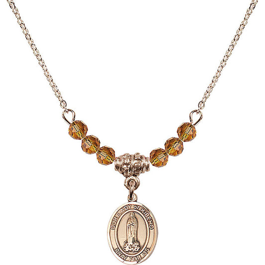 14kt Gold Filled Our Lady of Kibeho Birthstone Necklace with Topaz Beads - 9414