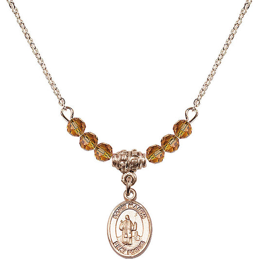 14kt Gold Filled Saint Maron Birthstone Necklace with Topaz Beads - 9417