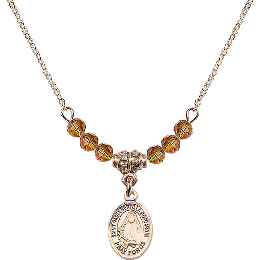14kt Gold Filled Saint Maria Bertilla Boscardin Birthstone Necklace with Topaz Beads - 9428