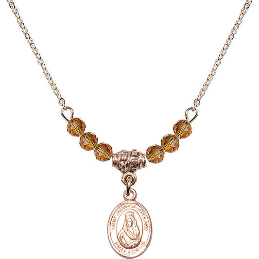 14kt Gold Filled Saint Jadwiga of Poland Birthstone Necklace with Topaz Beads - 9434