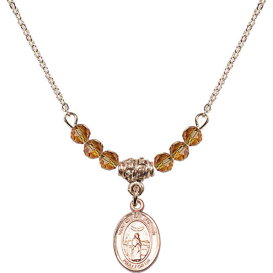 14kt Gold Filled Saint Medard of Noyon Birthstone Necklace with Topaz Beads - 9444