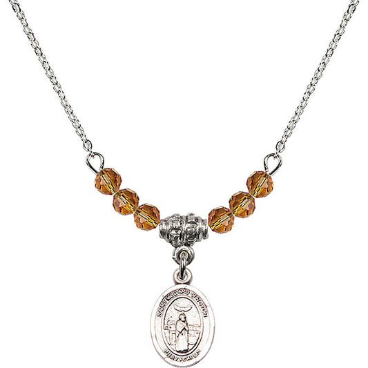 Sterling Silver Saint Medard of Noyon Birthstone Necklace with Topaz Beads - 9444