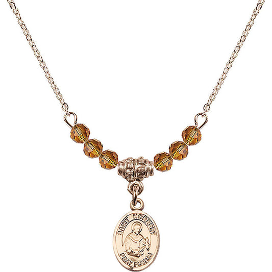 14kt Gold Filled Saint Norbert of Xanten Birthstone Necklace with Topaz Beads - 9447