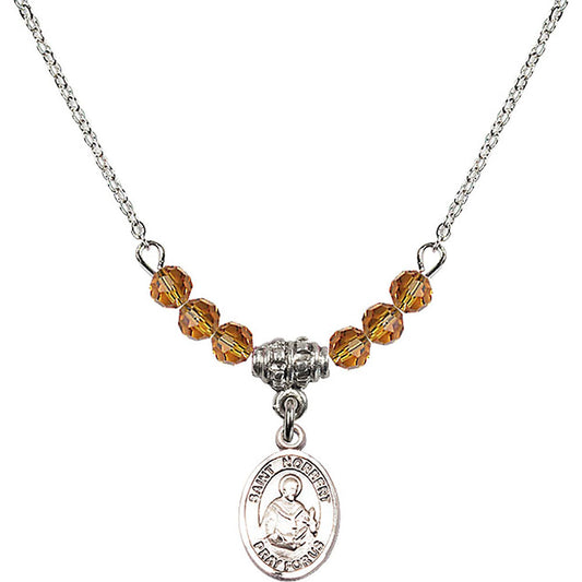 Sterling Silver Saint Norbert of Xanten Birthstone Necklace with Topaz Beads - 9447