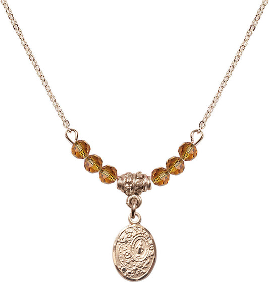14kt Gold Filled Miraculous Birthstone Necklace with Topaz Beads - 9682