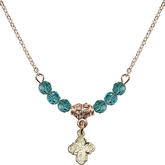 14kt Gold Filled 4-Way Birthstone Necklace with Zircon Beads - 0207