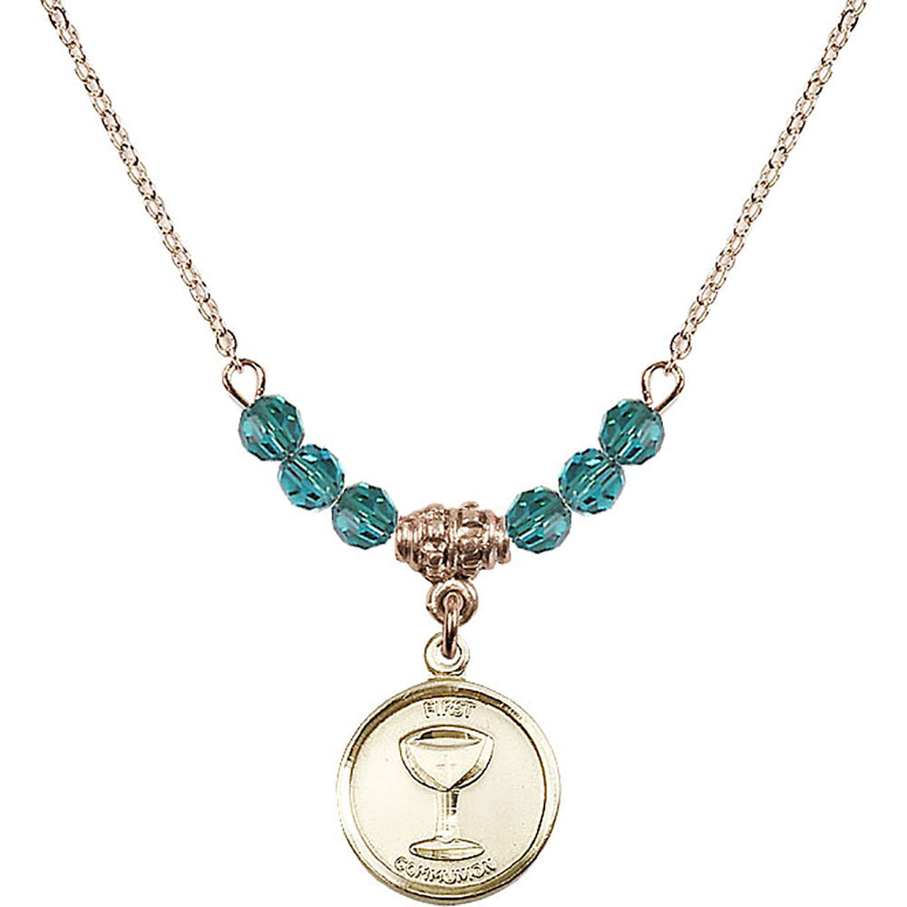 14kt Gold Filled Communion Birthstone Necklace with Zircon Beads - 0601