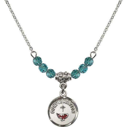 Sterling Silver Confirmation Birthstone Necklace with Zircon Beads - 0601