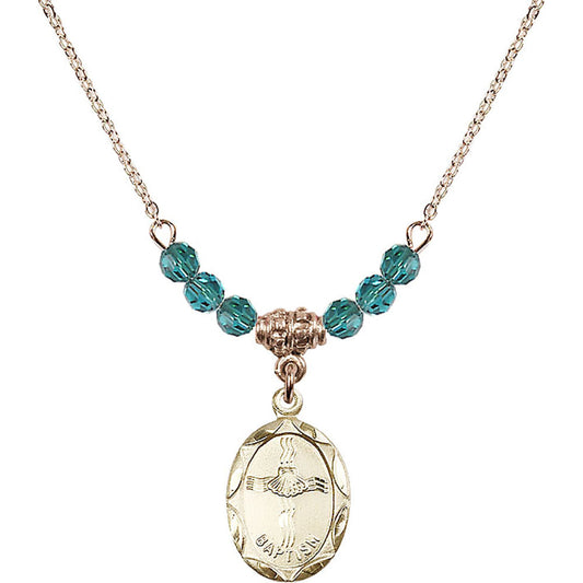 14kt Gold Filled Baptism Birthstone Necklace with Zircon Beads - 0612
