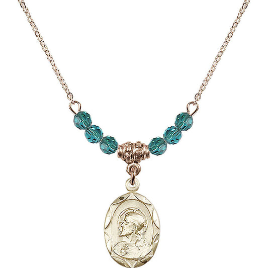14kt Gold Filled Scapular Birthstone Necklace with Zircon Beads - 0612