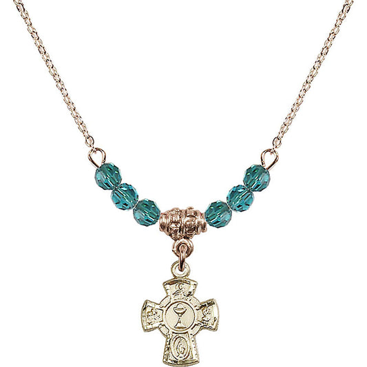 14kt Gold Filled 5-Way / Chalice Birthstone Necklace with Zircon Beads - 0845