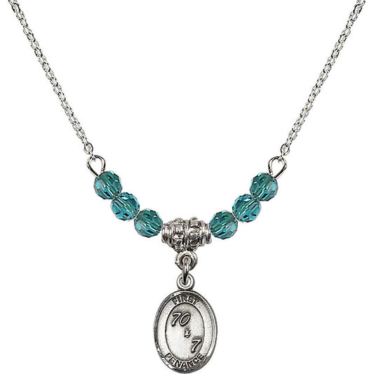 Sterling Silver First Penance Birthstone Necklace with Zircon Beads - 0967