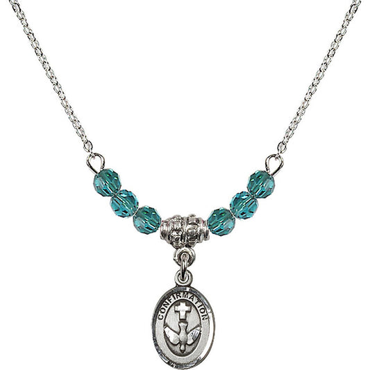 Sterling Silver Confirmation Birthstone Necklace with Zircon Beads - 0973