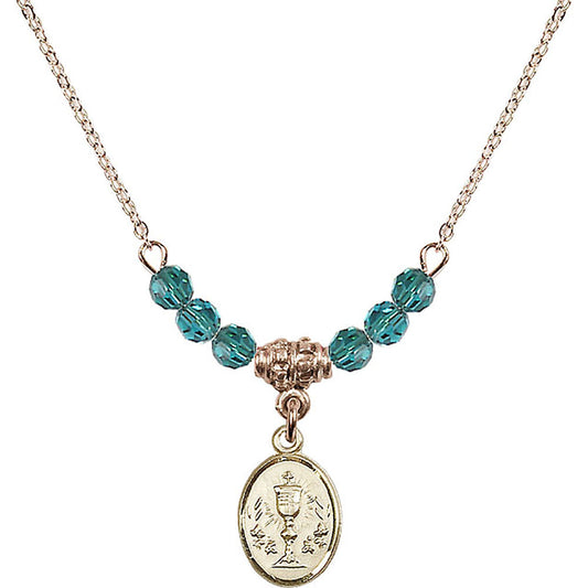14kt Gold Filled Chalice Birthstone Necklace with Zircon Beads - 0975
