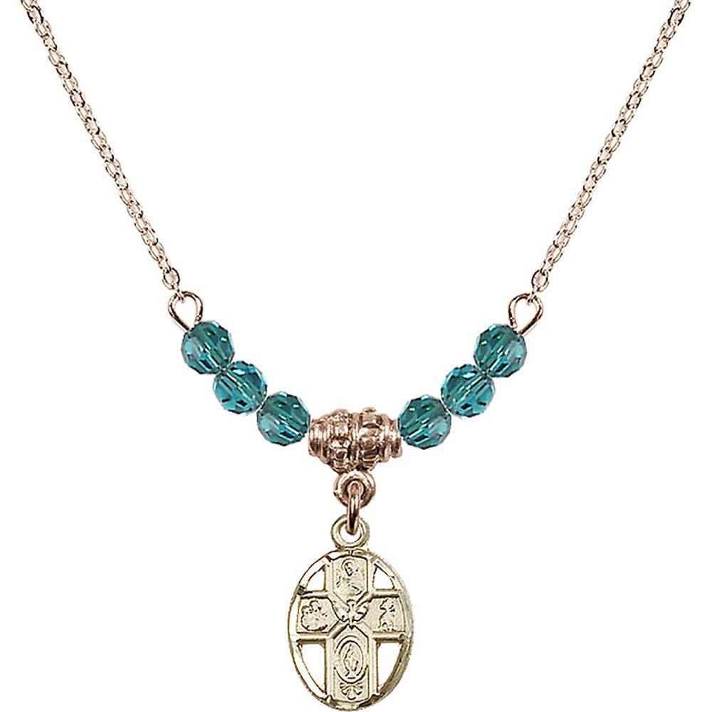 14kt Gold Filled 5-Way Birthstone Necklace with Zircon Beads - 0980