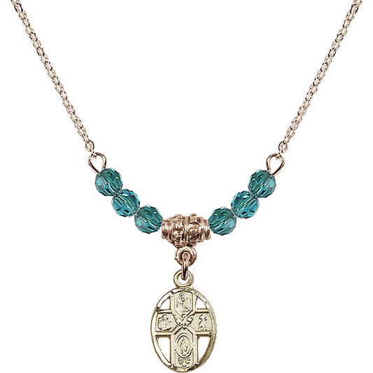 14kt Gold Filled 5-Way Birthstone Necklace with Zircon Beads - 0980