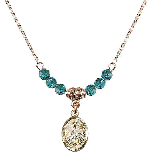 14kt Gold Filled Holy Spirit Birthstone Necklace with Zircon Beads - 0982