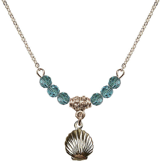 14kt Gold Filled Shell Birthstone Necklace with Zircon Beads - 1260