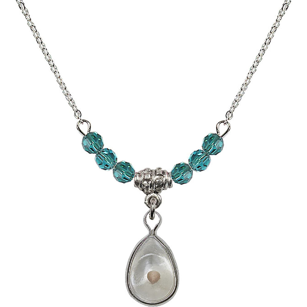 Sterling Silver Mustard Seed Birthstone Necklace with Zircon Beads - 1700