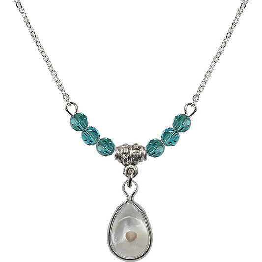 Sterling Silver Mustard Seed Birthstone Necklace with Zircon Beads - 1700