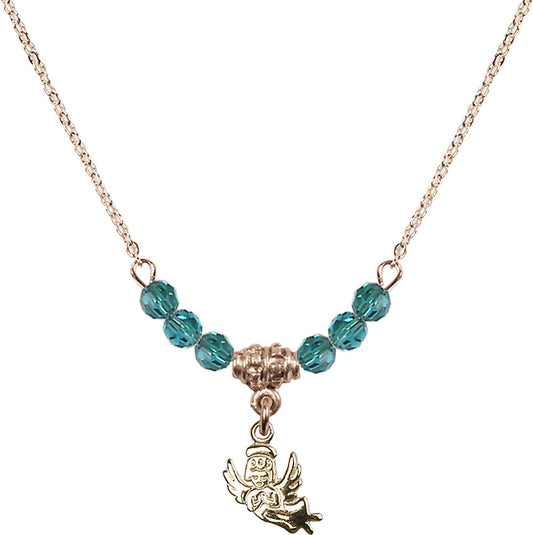 14kt Gold Filled Guardian Angel Birthstone Necklace with Zircon Beads - 2128