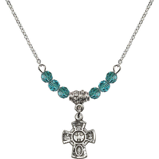 Sterling Silver 5-Way Birthstone Necklace with Zircon Beads - 3145