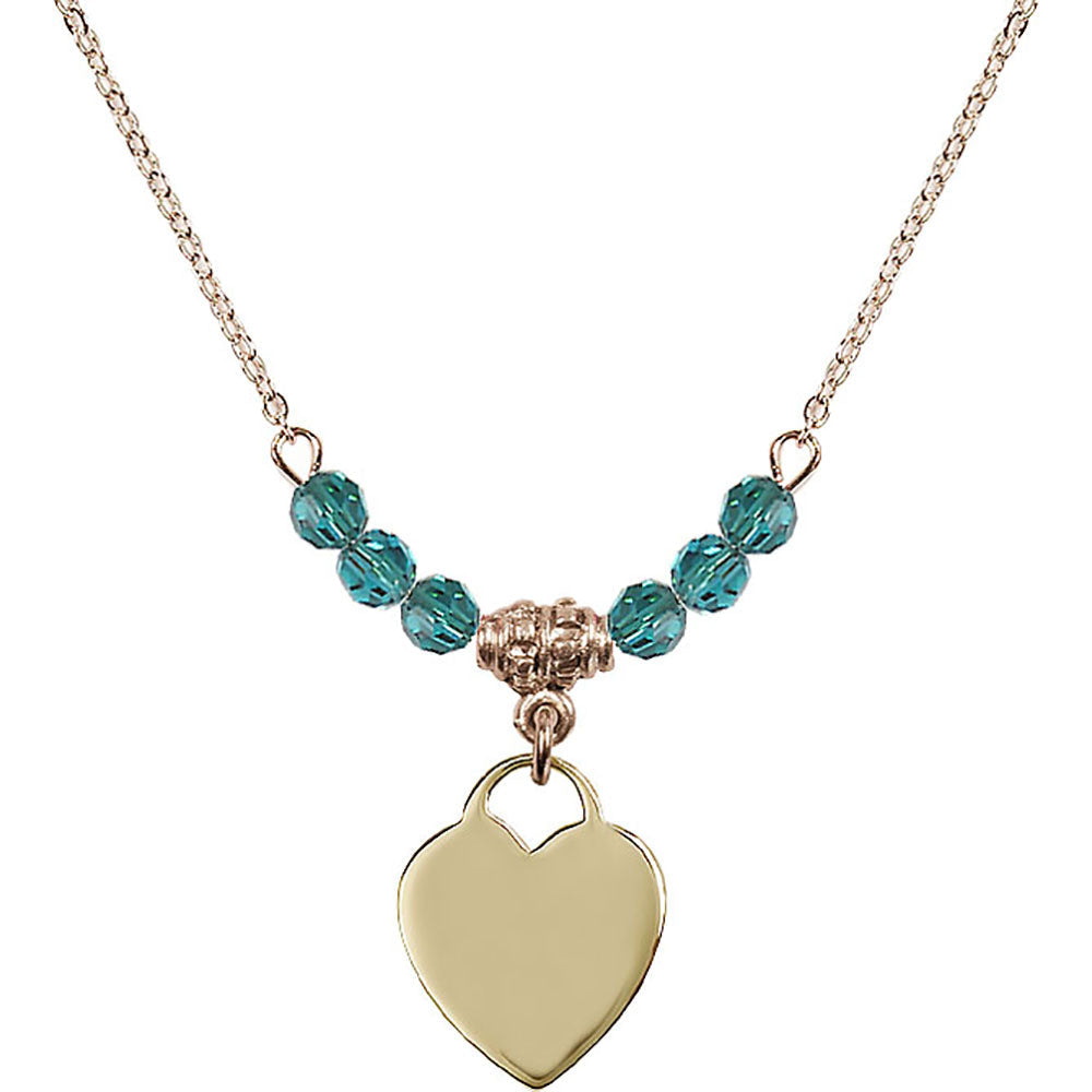14kt Gold Filled Heart Birthstone Necklace with Zircon Beads - 3400