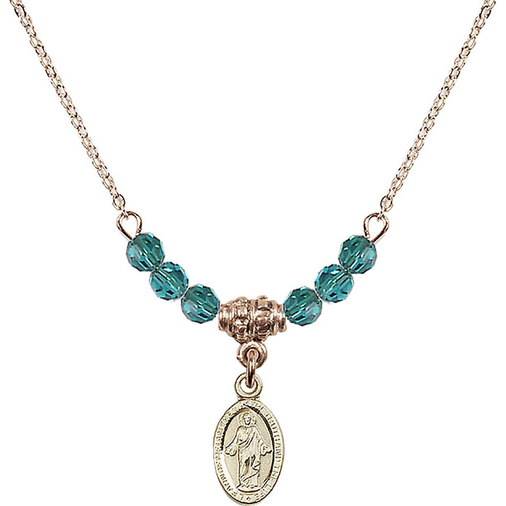 14kt Gold Filled Scapular Birthstone Necklace with Zircon Beads - 4121