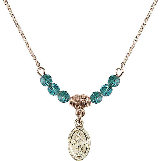 14kt Gold Filled Scapular Birthstone Necklace with Zircon Beads - 4121