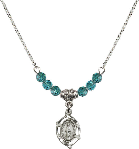 Sterling Silver Miraculous Birthstone Necklace with Zircon Beads - 4152