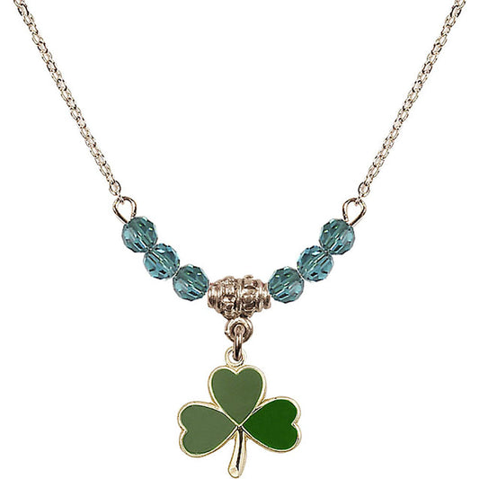 14kt Gold Filled Shamrock Birthstone Necklace with Zircon Beads - 5243