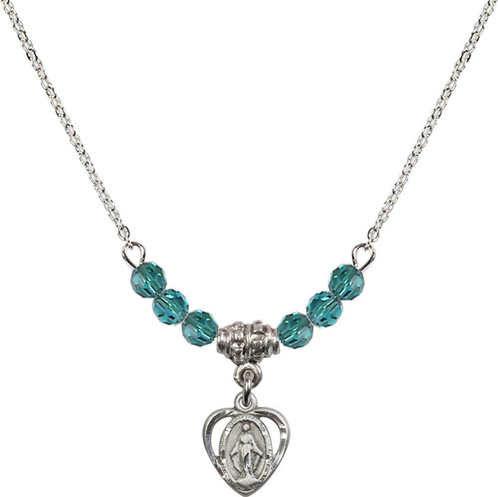 Sterling Silver Miraculous Birthstone Necklace with Zircon Beads - 5401