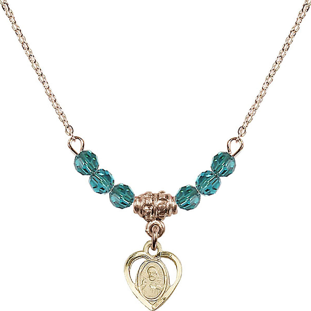 14kt Gold Filled Scapular Birthstone Necklace with Zircon Beads - 5402