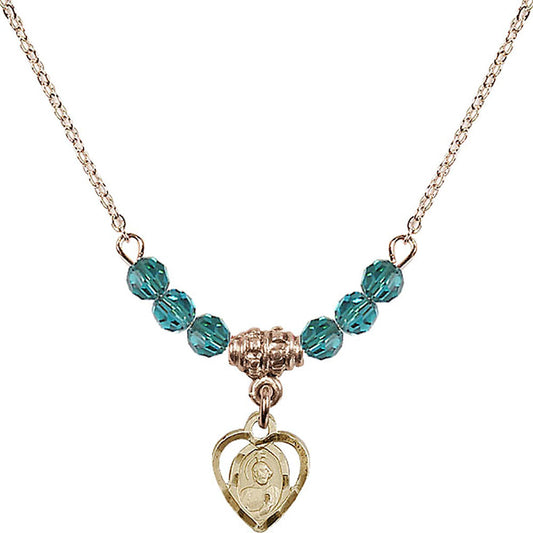 14kt Gold Filled Saint Jude Birthstone Necklace with Zircon Beads - 5404