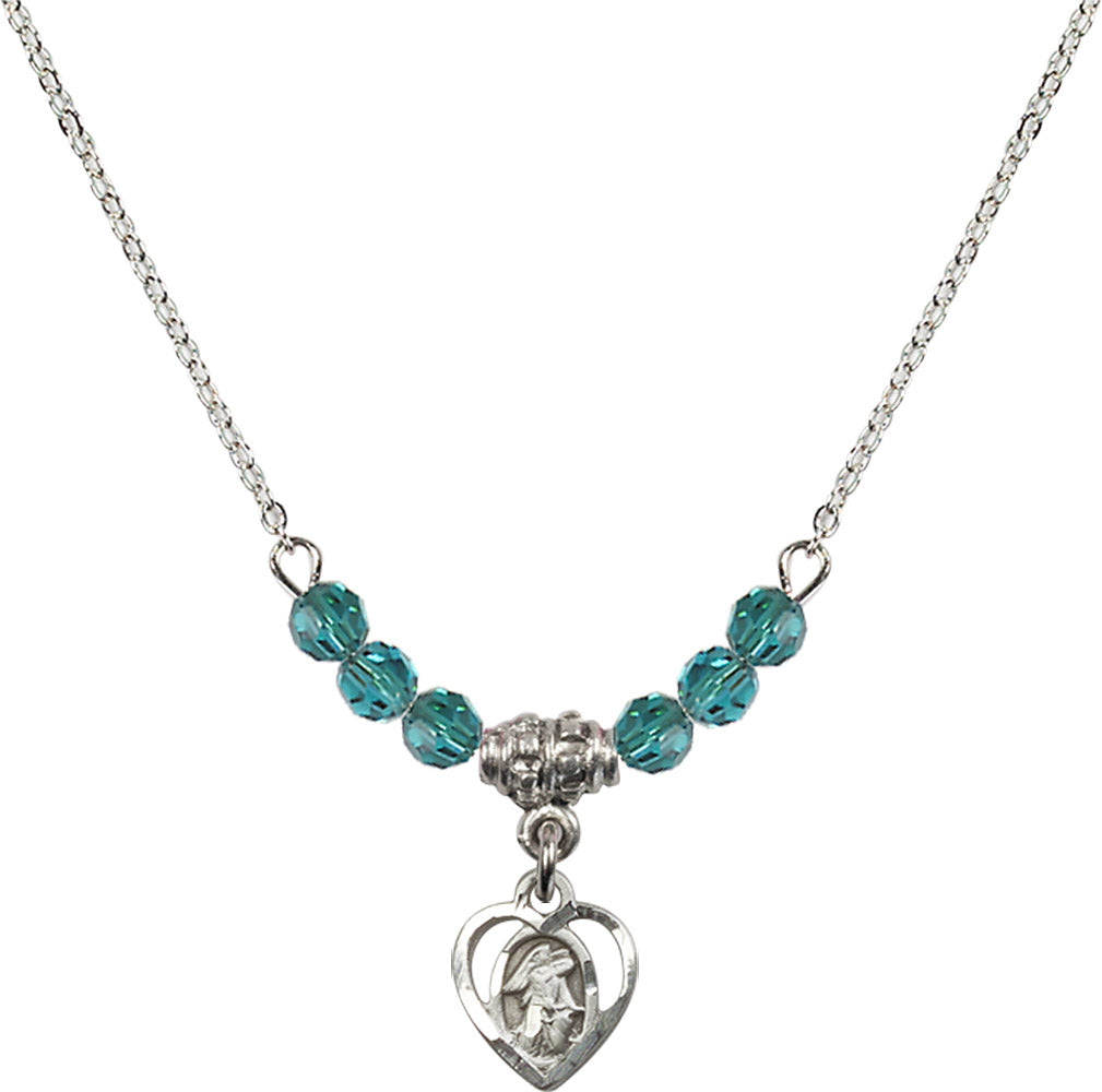 Sterling Silver Guardian Angel Birthstone Necklace with Zircon Beads - 5407