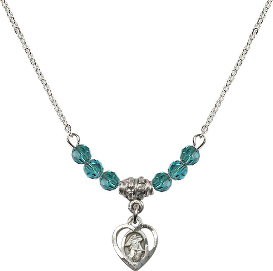 Sterling Silver Guardian Angel Birthstone Necklace with Zircon Beads - 5407