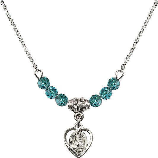 Sterling Silver Infant Birthstone Necklace with Zircon Beads - 5413