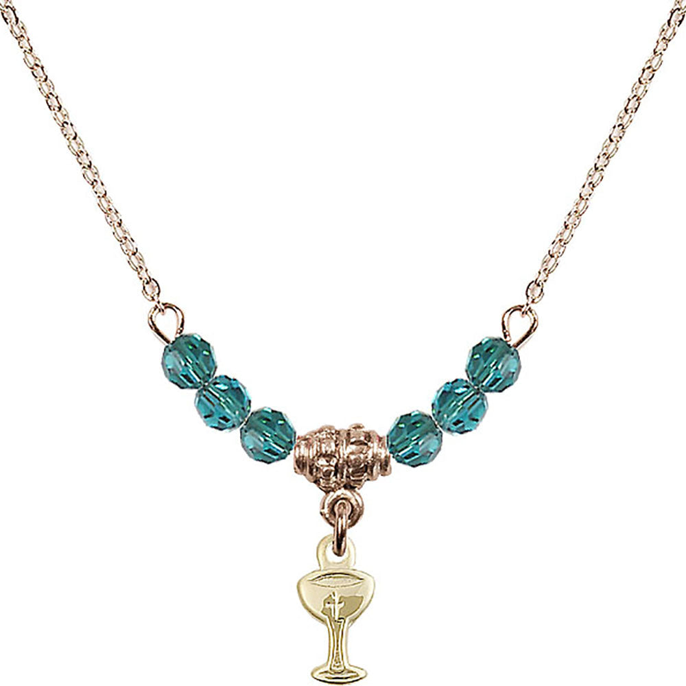 14kt Gold Filled Chalice Birthstone Necklace with Zircon Beads - 5614