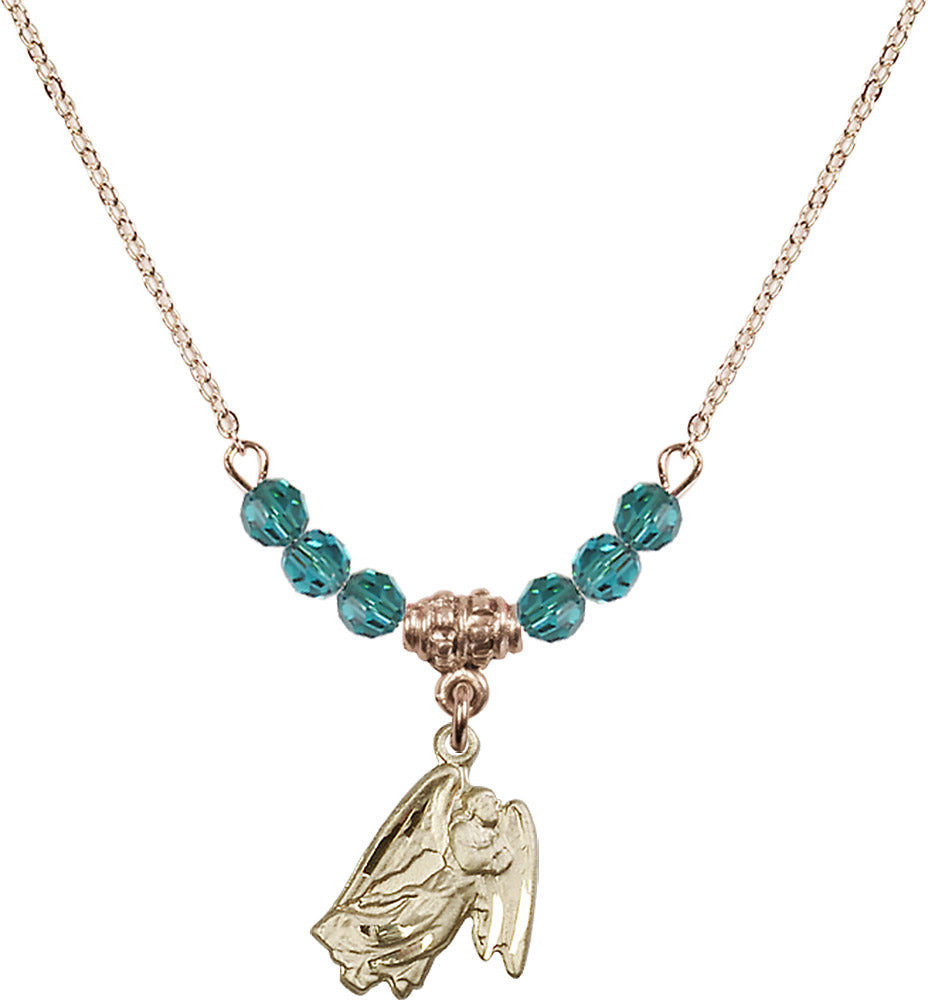 14kt Gold Filled Guardian Angel Birthstone Necklace with Zircon Beads - 5642