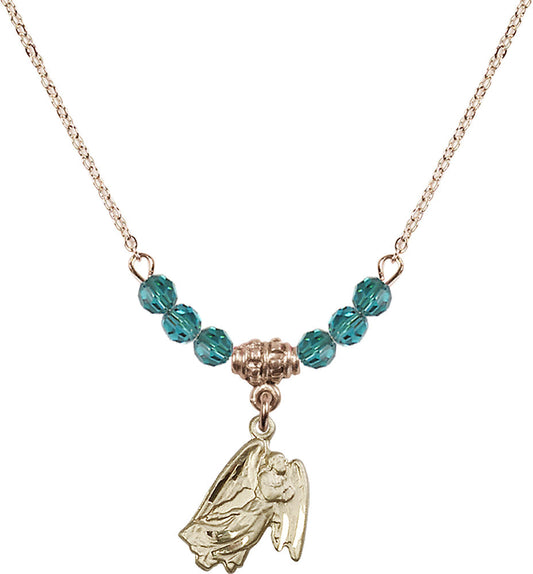 14kt Gold Filled Guardian Angel Birthstone Necklace with Zircon Beads - 5642