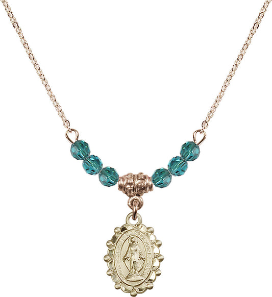 14kt Gold Filled Miraculous Birthstone Necklace with Zircon Beads - 6040