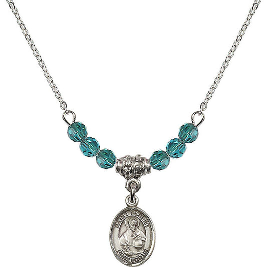 Sterling Silver Saint Albert the Great Birthstone Necklace with Zircon Beads - 9001