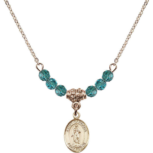 14kt Gold Filled Saint Barbara Birthstone Necklace with Zircon Beads - 9006