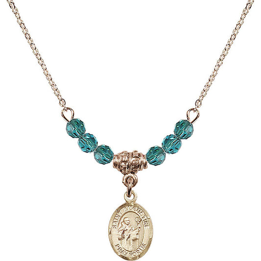 14kt Gold Filled Saint Augustine Birthstone Necklace with Zircon Beads - 9007