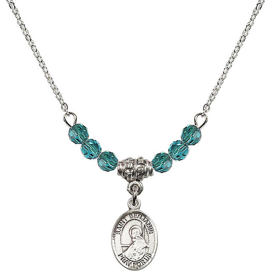 Sterling Silver Saint Benjamin Birthstone Necklace with Zircon Beads - 9013