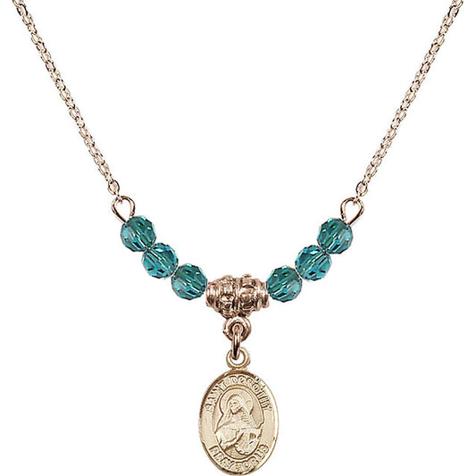 14kt Gold Filled Saint Dorothy Birthstone Necklace with Zircon Beads - 9023