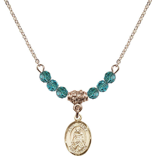 14kt Gold Filled Saint Daniel Birthstone Necklace with Zircon Beads - 9024