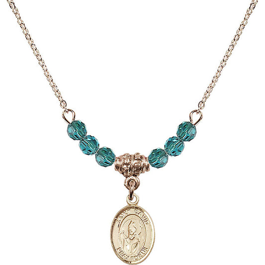 14kt Gold Filled Saint David of Wales Birthstone Necklace with Zircon Beads - 9027