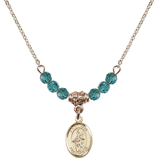 14kt Gold Filled Saint Jane of Valois Birthstone Necklace with Zircon Beads - 9029